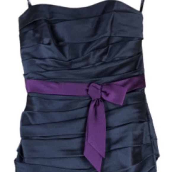 ALFRED ANGELO Little Black Cocktail Satin Rushed Dress Size 0 - Picture 7 of 9